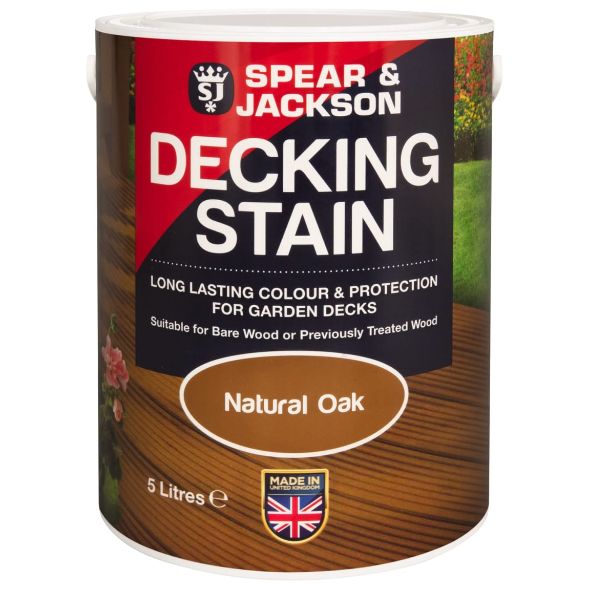 Spear &amp; Jackson Decking Stain 5L Natural Oak Exterior