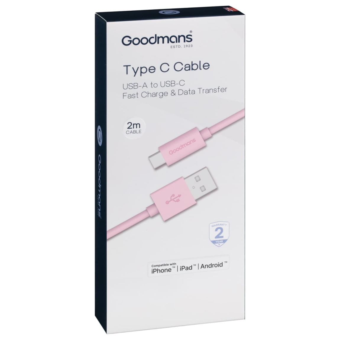 390301-goodmans-type-c-cable-usb-a-to-usb-c-2m-pink