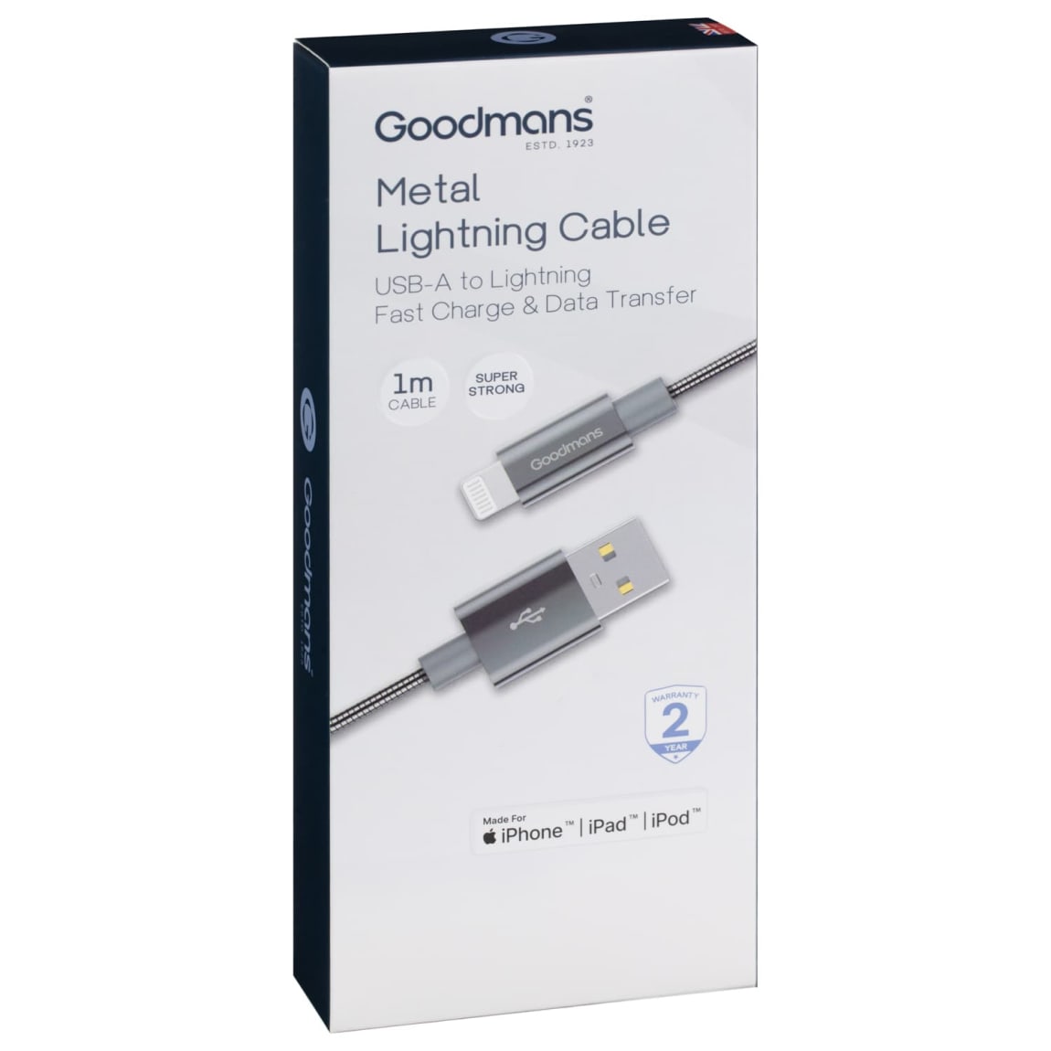 390302-goodmans-metal-lightning-cable-1m-grey