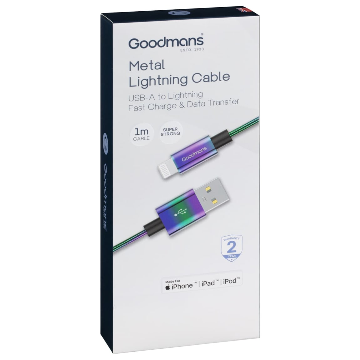 390302-goodmans-metal-lightning-cable-1m-iridescent