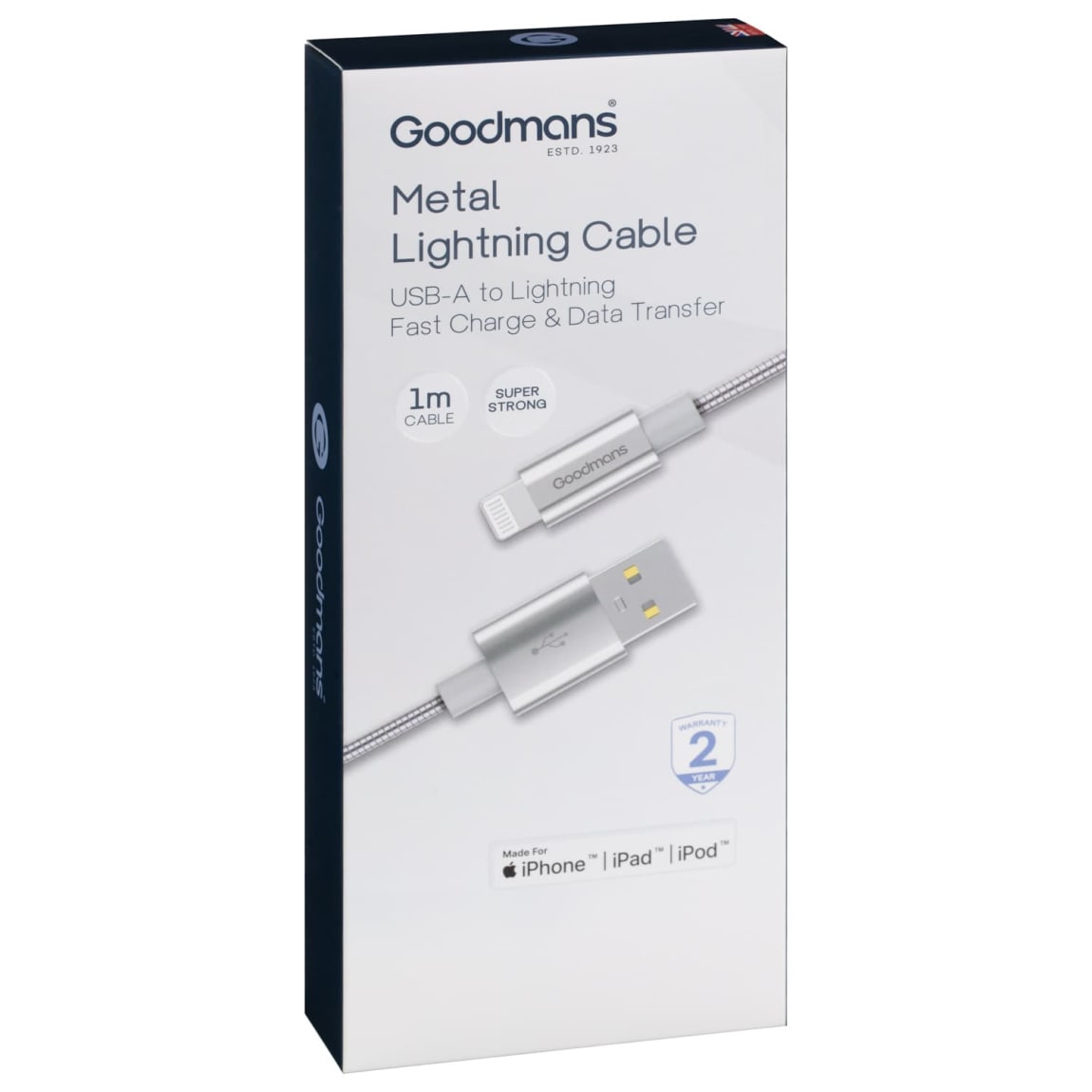 390302-goodmans-metal-lightning-cable-1m-silver