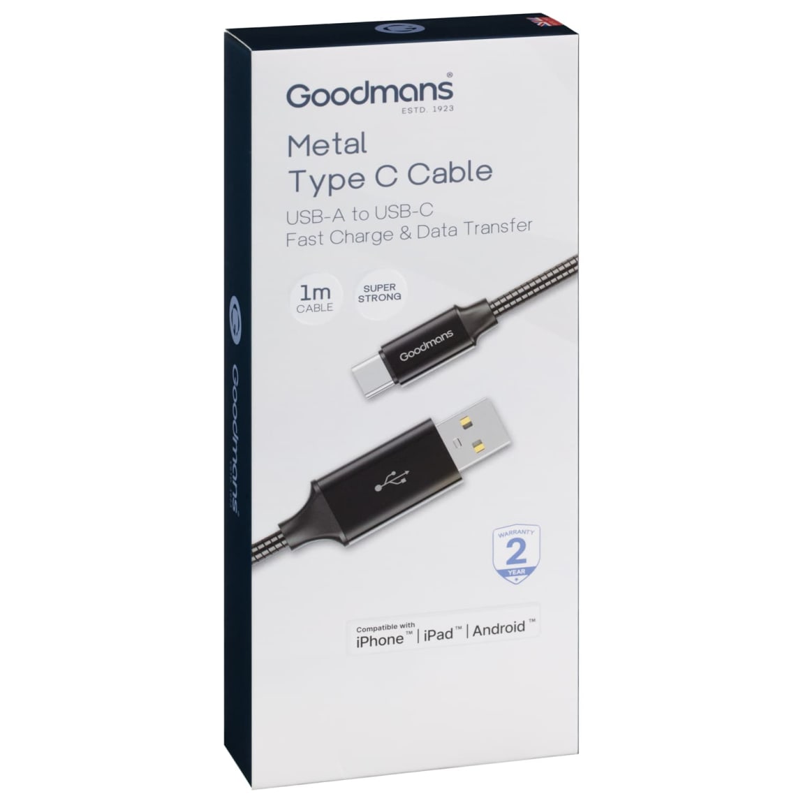 390307-goodmans-metal-type-c-cable-1m-black