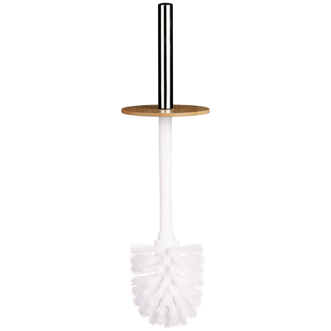 Bamboo Lid Toilet Brush & Holder White Toilet Brushes B&M