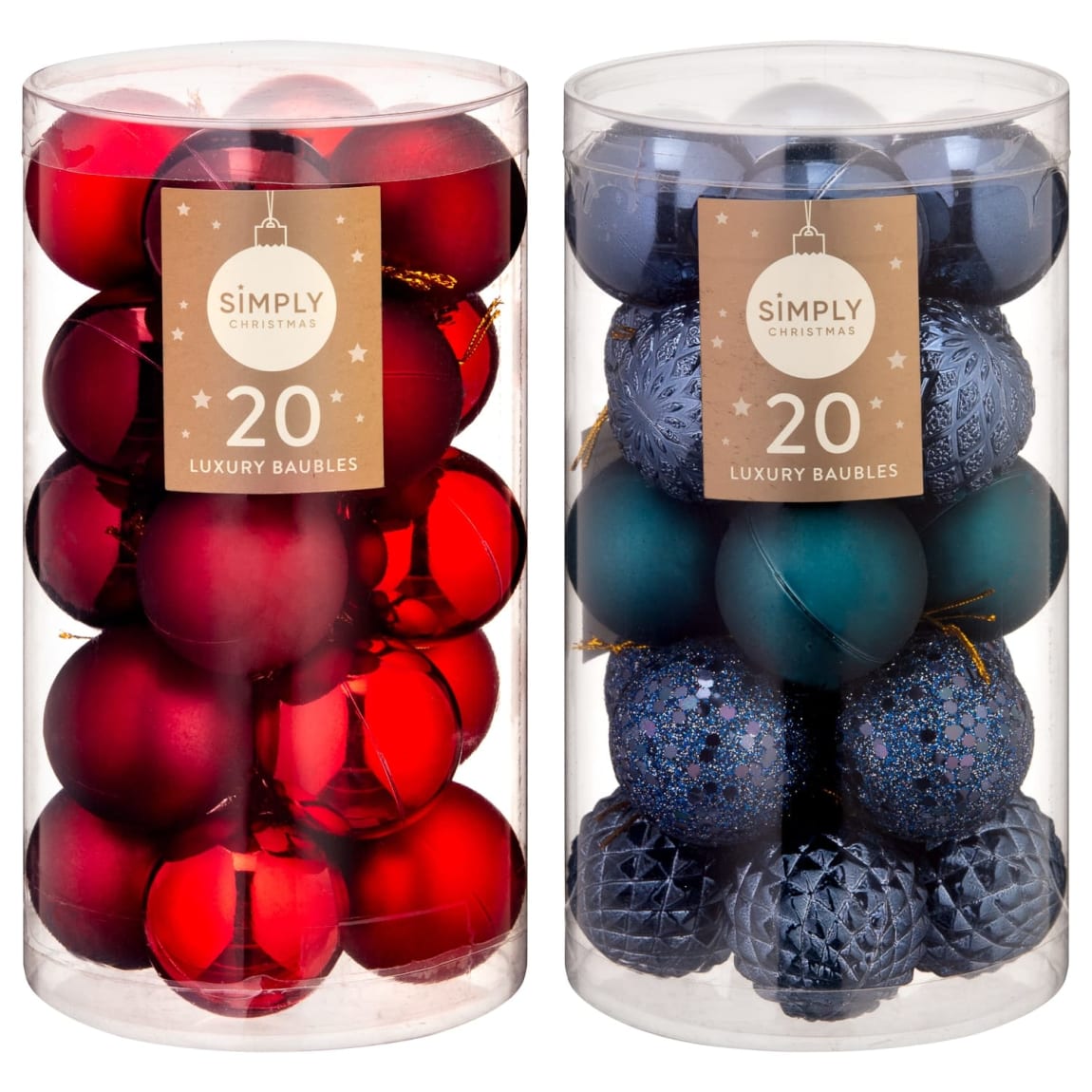 Simply Christmas Baubles 20pk Navy Christmas Decorations B&M