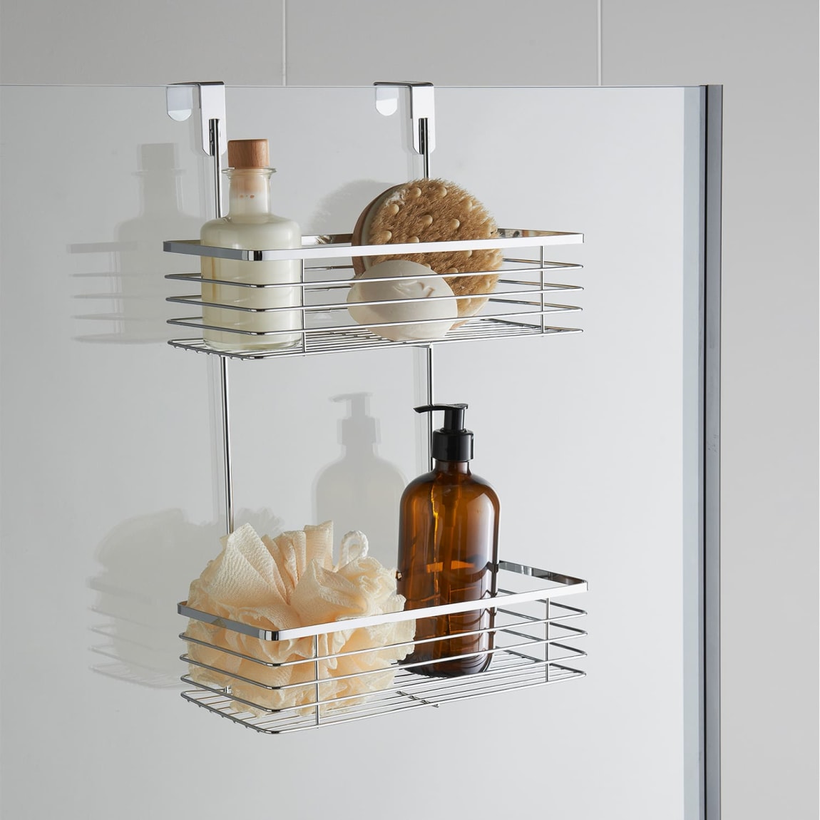 2 Tier Hanging Bathroom Caddy Chrome Bathroom Accessories B&M Stores