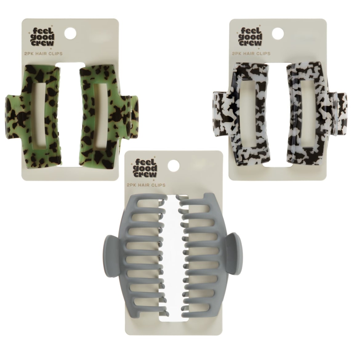 Feel Good Crew Hair Claw Clip 2pk Green Black Hair Clips B M Feel Good Crew Hair Claw Clip 2pk Green Black Hair Clips B M