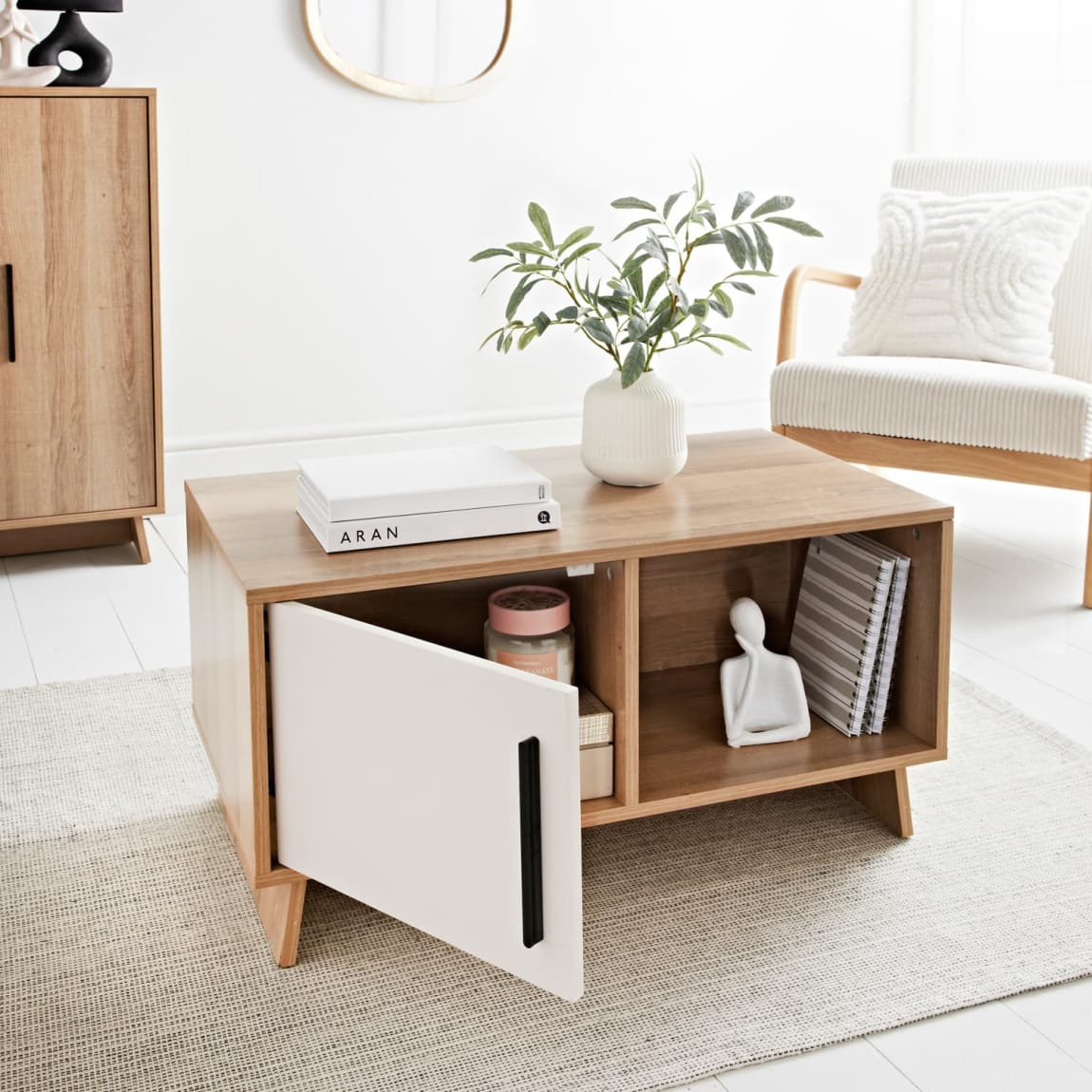 Lisbon 1 Door Coffee Table Living Room Furniture B&M