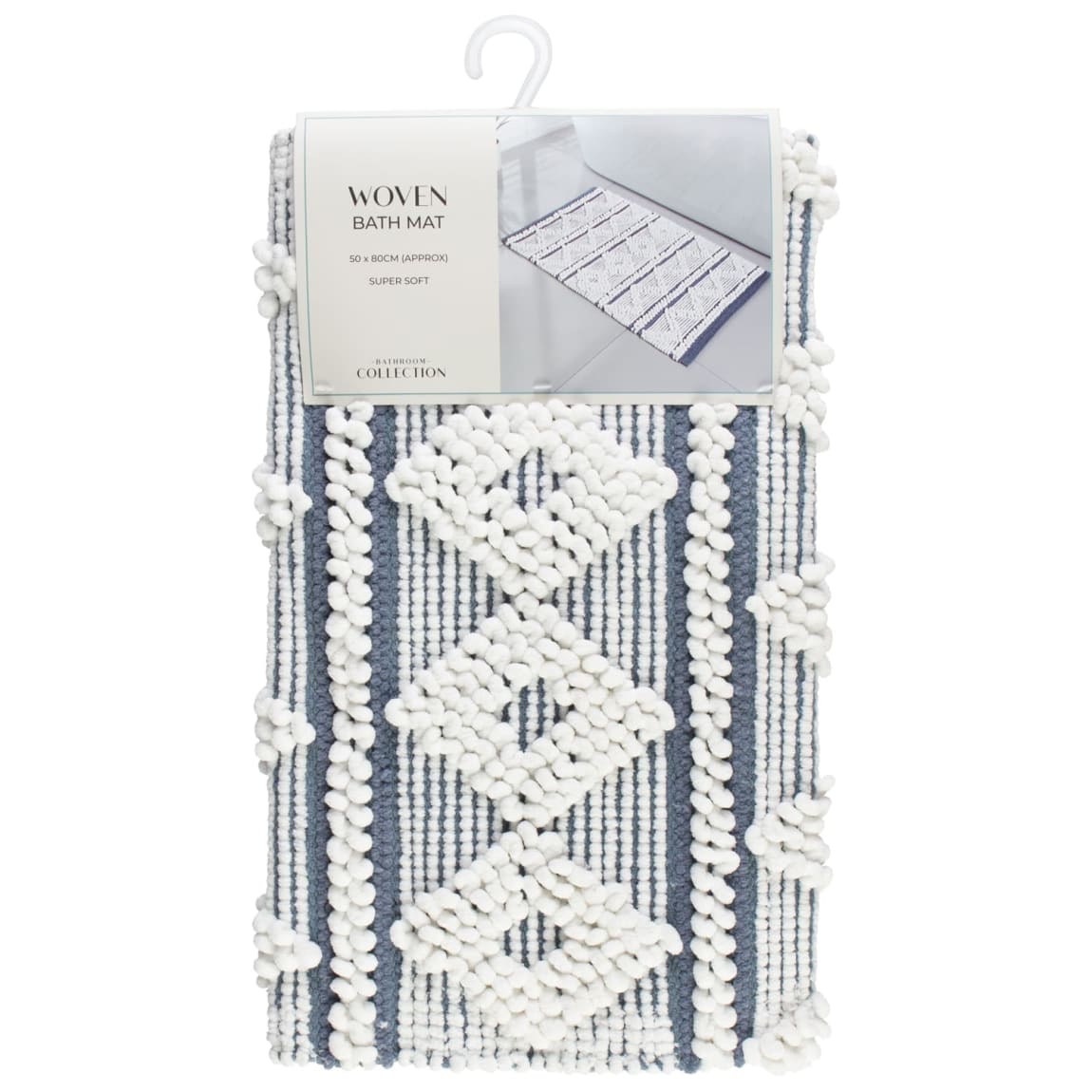 Bathroom Collection Woven Bath Mat Blue & White Bath Mats B&M
