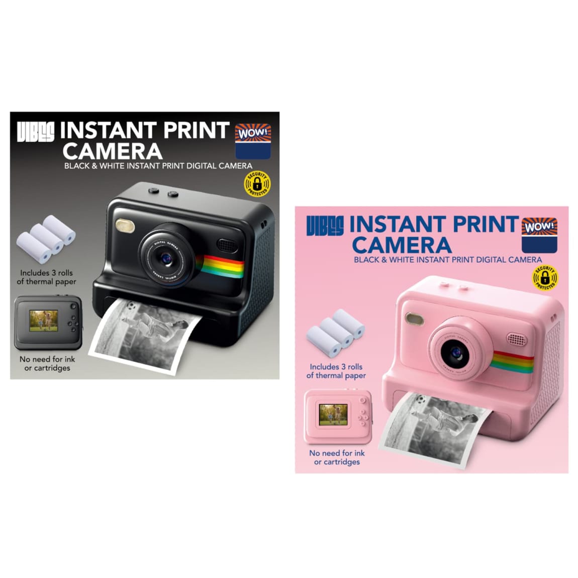 Vibes Instant Print Camera Black Electrical Gifts B&M