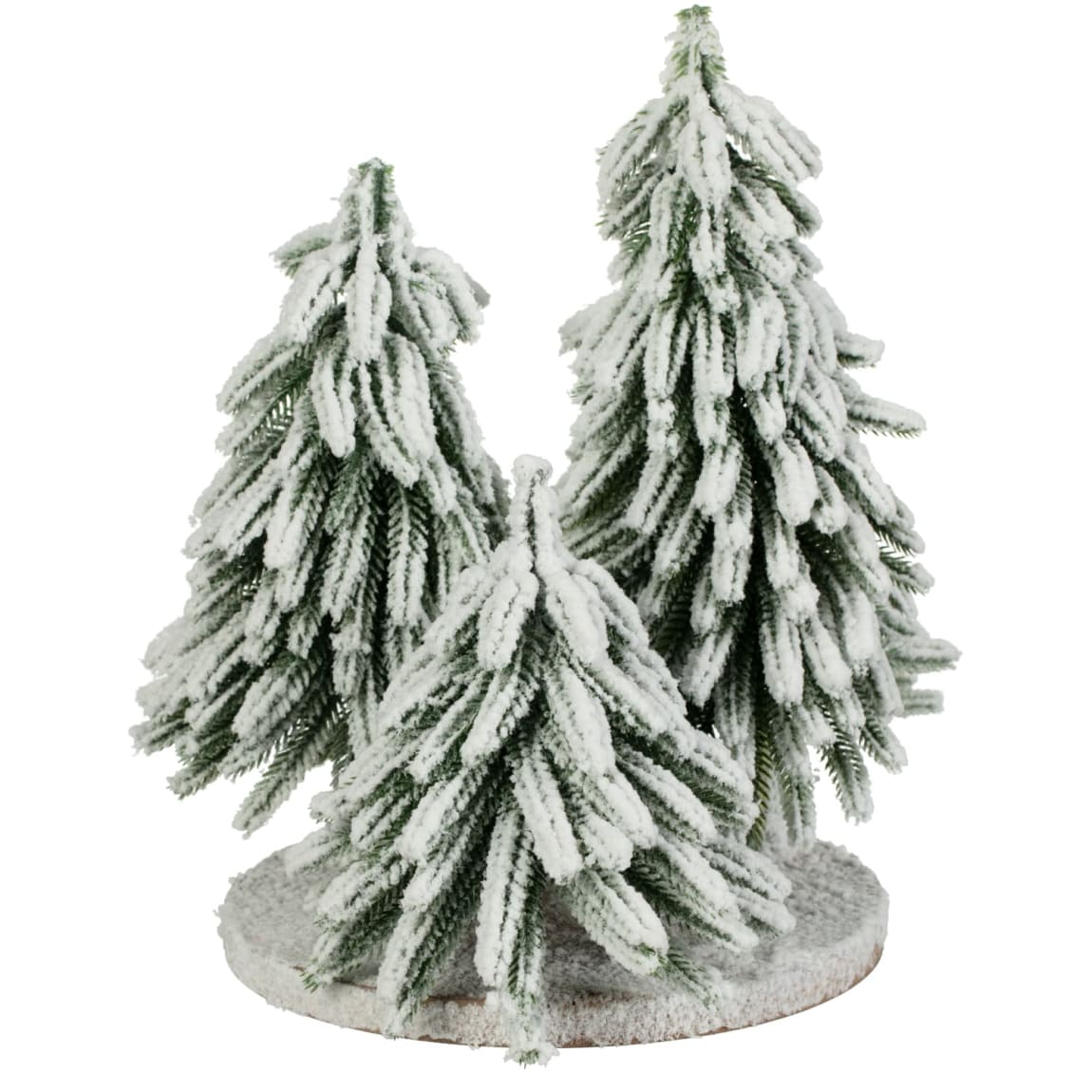 425662-trio-frosted-trees-on-round-wooden-plank