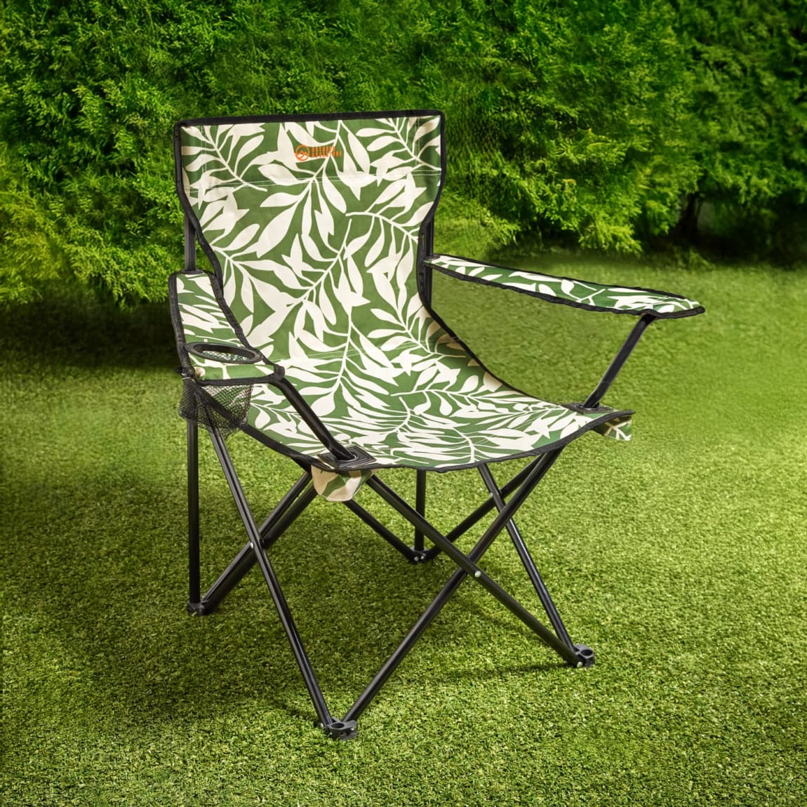 429428-folding-printed-armchair-with-cupholder-green-leaf