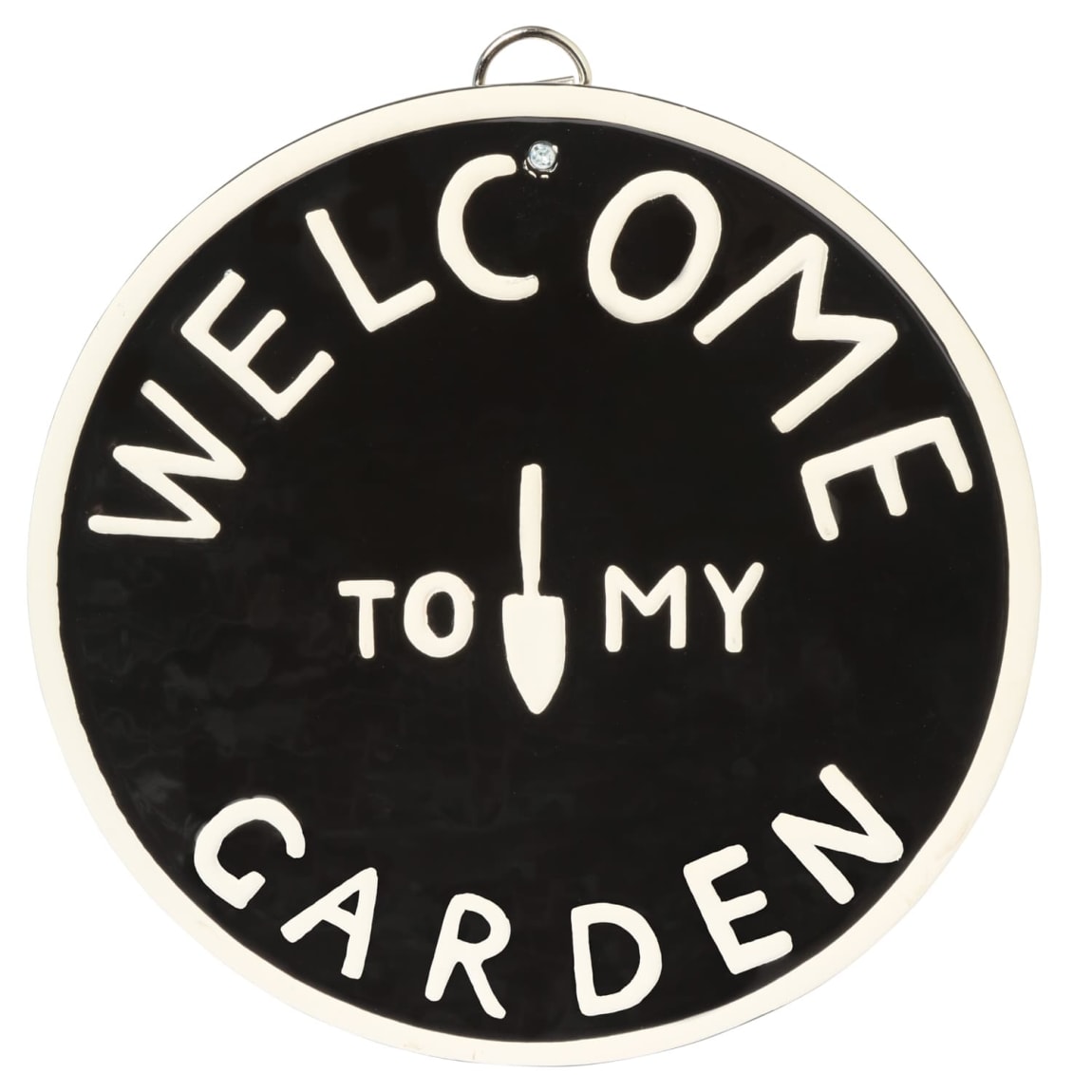429645-welcome-to-the-garden-round-plaque-black