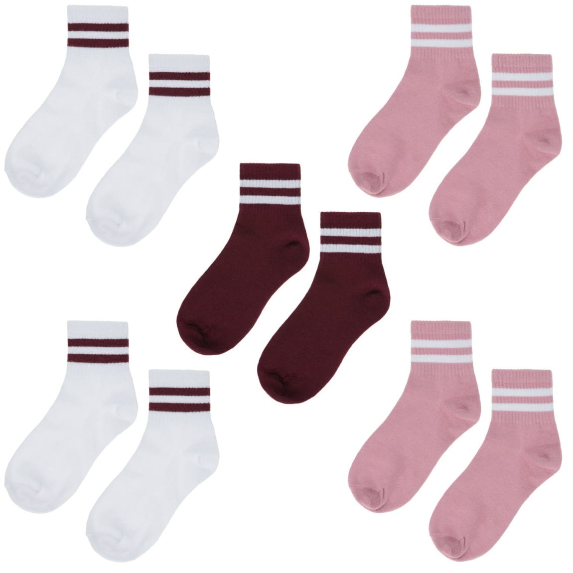 430665-5pk-ladies-quarter-socks-burgundy