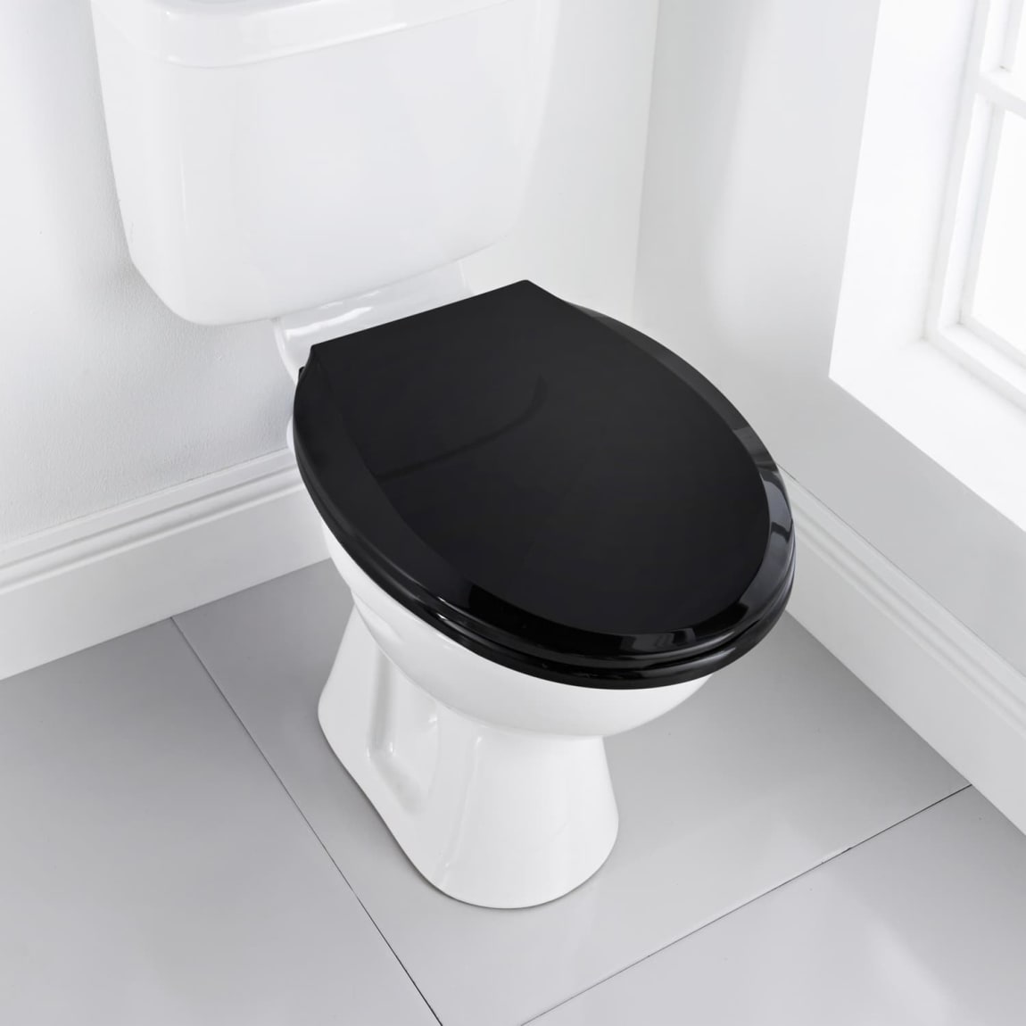 Toilet Seats Oval Black Toilet Lid Cover - Elastic Edge Fits Most Oval & Round Toilets, Easy Install Bathroom Decor Black Toilet Seat Cover For Oval Toilets, Elastic Bathroom Toilet Lid Protector