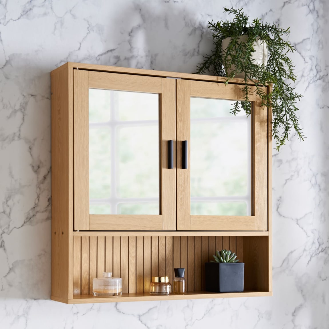 434390-bathroom--collection-mirrored-wall-cabinet-oak-finish