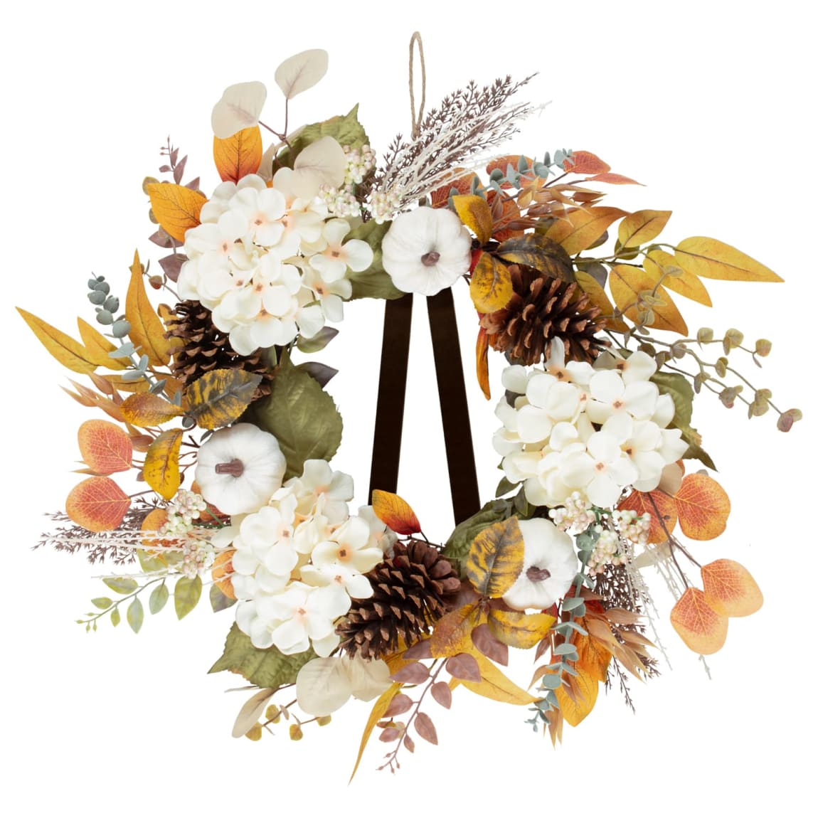 434871-cream-pumpkin-and-hydrangea-wreath-with-bow