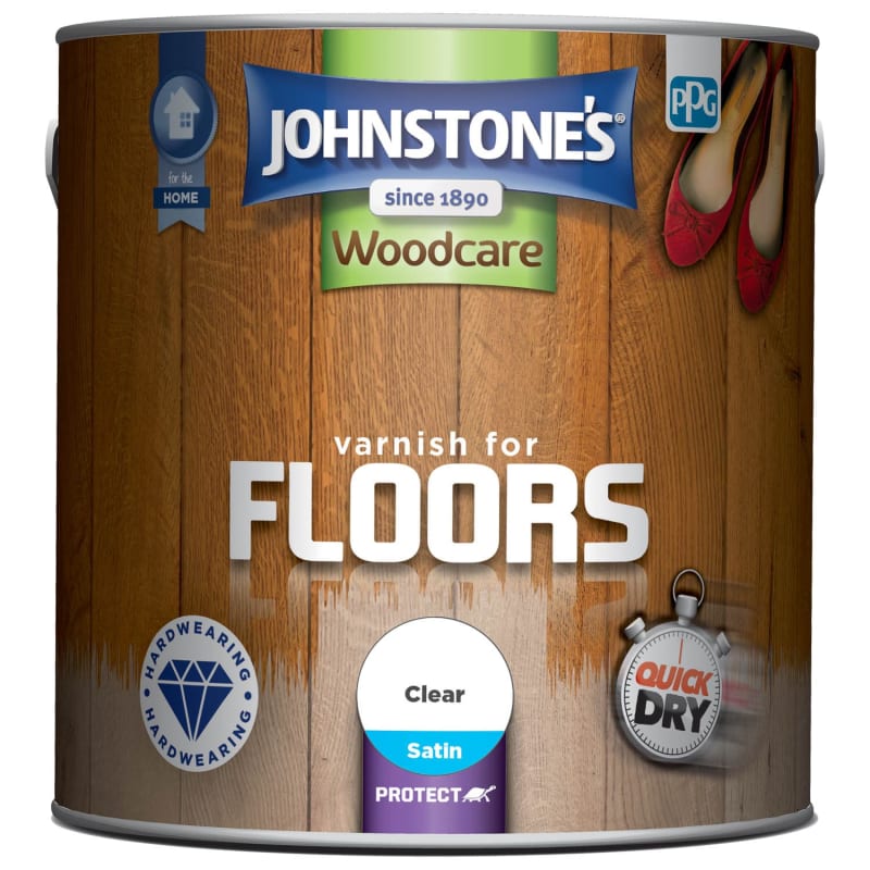 Johnstone's Quick Dry Satin Floor Varnish Clear 2.5L B&M