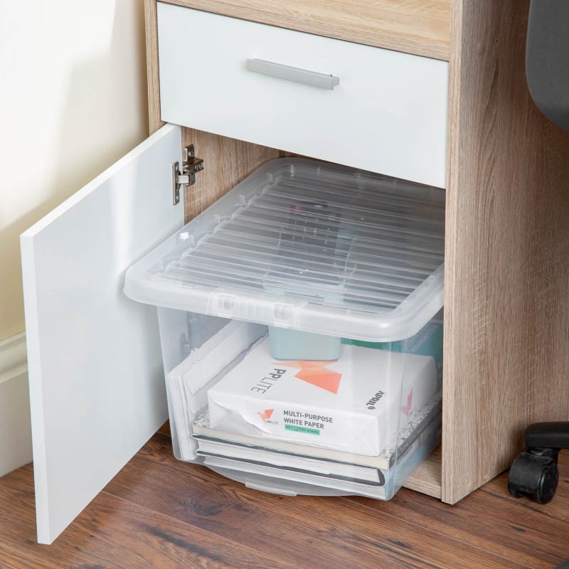 Clear Storage Box with Lid 30L Clear Storage Boxes B&M