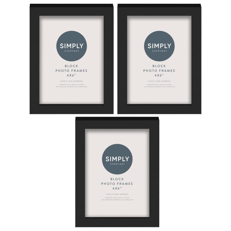 Simply Everyday 4 x 6" Block Frames 3pk Black B&M Stores