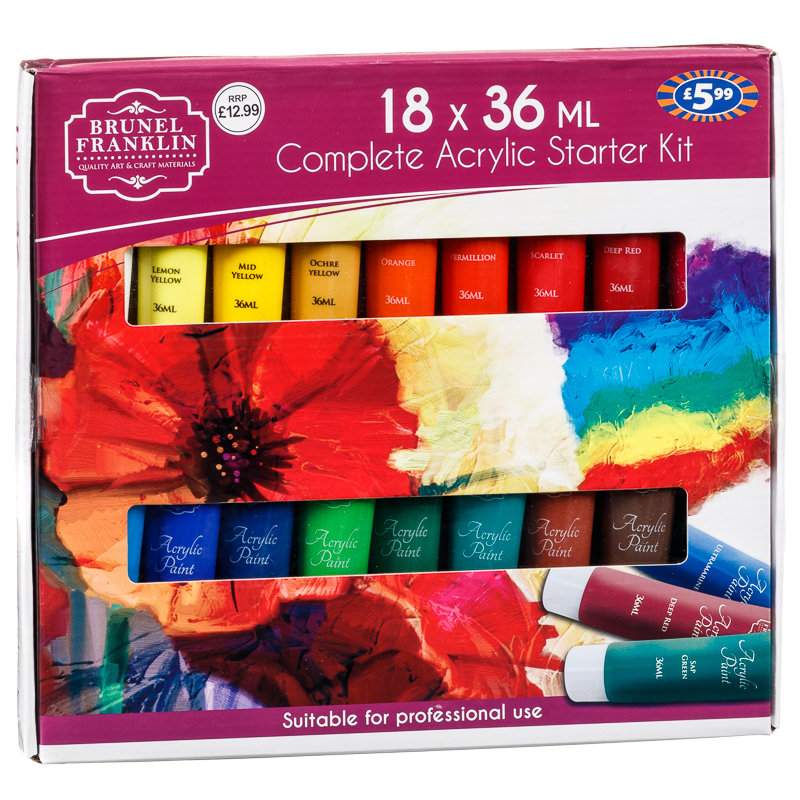 Brunel Franklin Complete Acrylic Starter Kit 18pk Craft