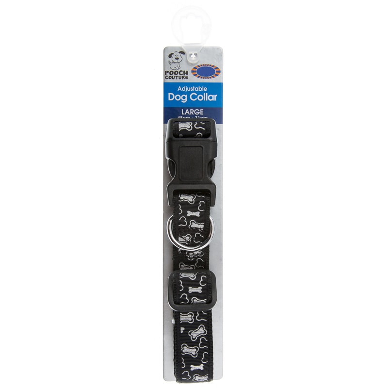 B&M Dog Collar Large Black Bones 2910371 B&M