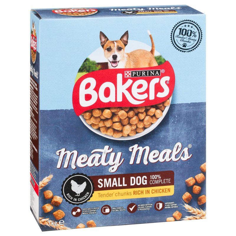 Bakers Meaty Meals 1kg Chicken Dry Dog Food B&M