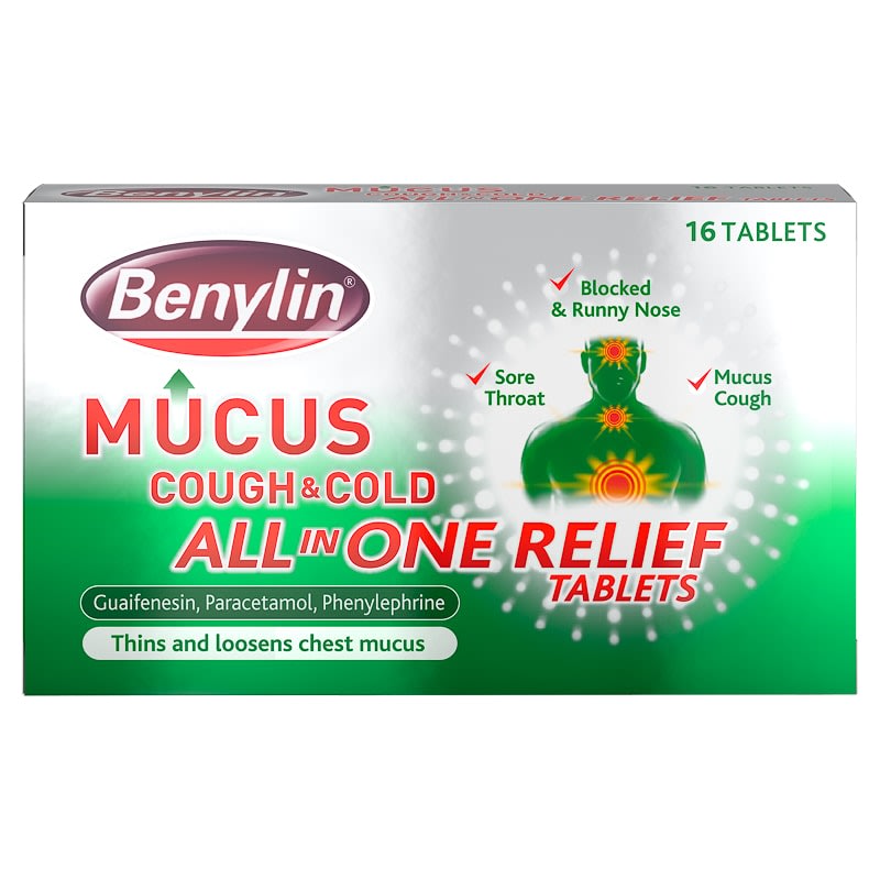 Benylin Cough & Cold All in One Tablets 16pk Medicine B&M