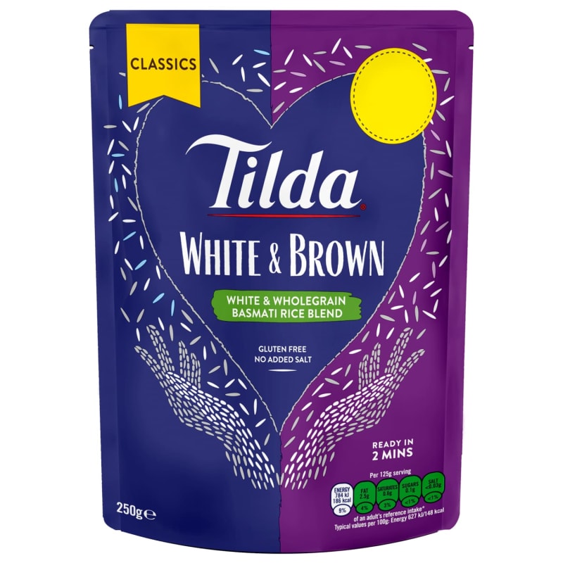 Tilda White & Brown Basmati Rice 250g Microwave Rice, Groceries