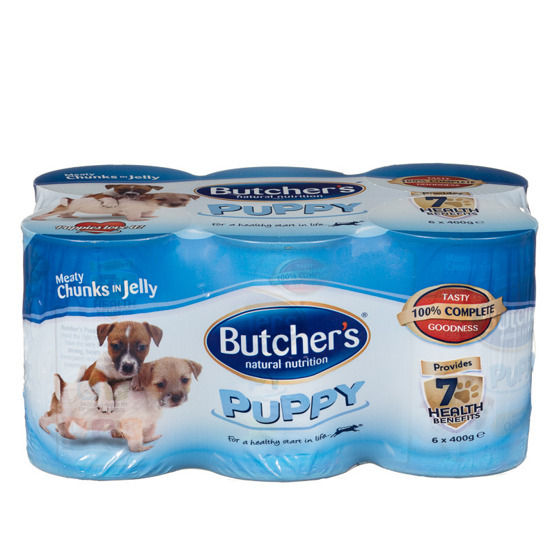 Butchers Puppy Meaty Chunks in Jelly 6 x 400g Dog Food