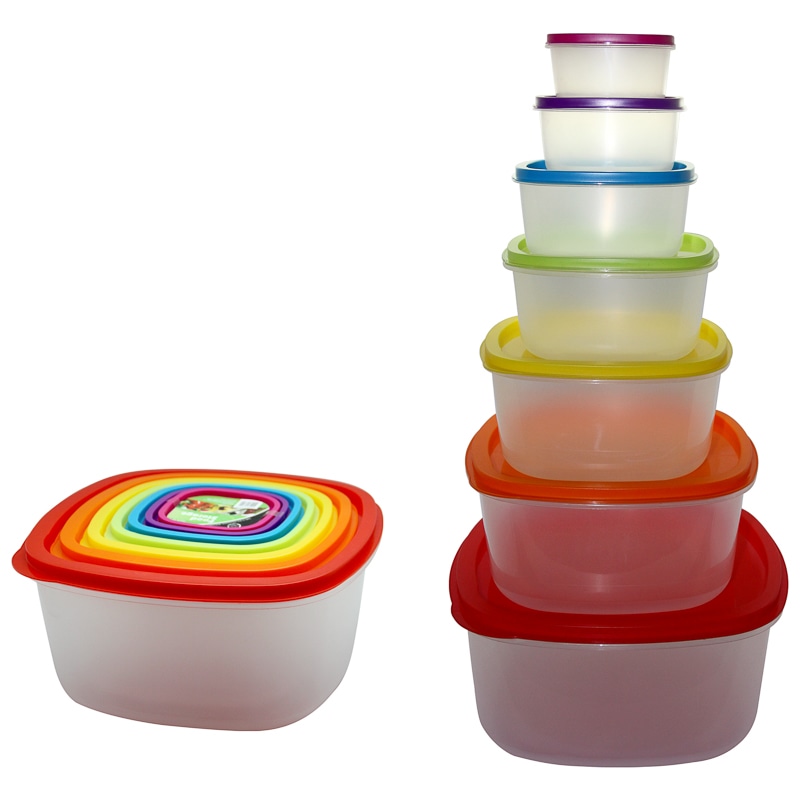Rainbow Storage Containers 7pk Food Storage B&M Stores