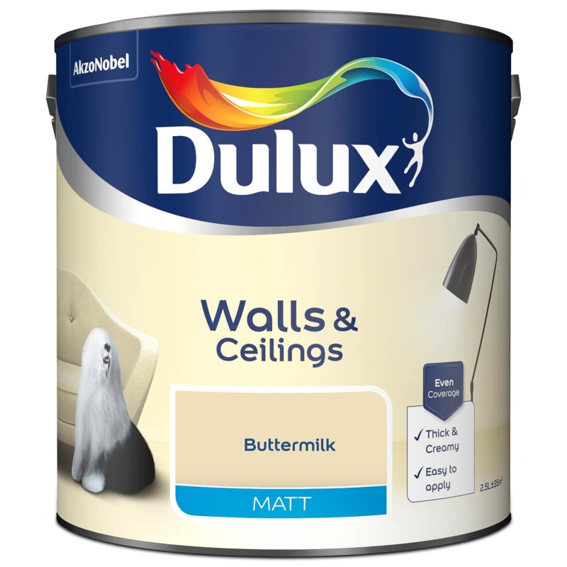 Dulux Matt Paint 2.5L Buttermilk DIY Paint B&M