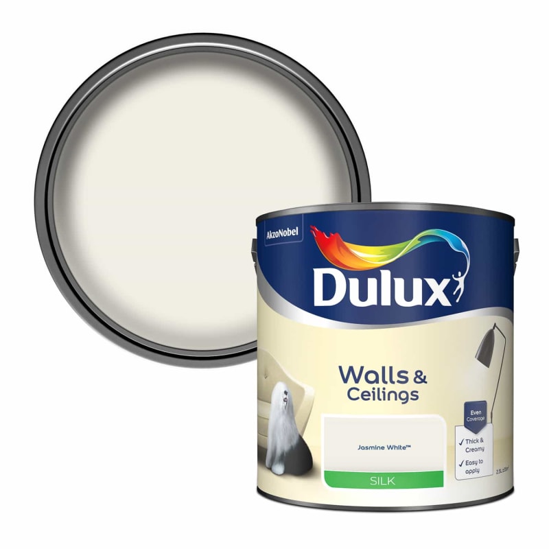 Dulux Silk Emulsion Paint 2.5L Jasmine White Paint B&M