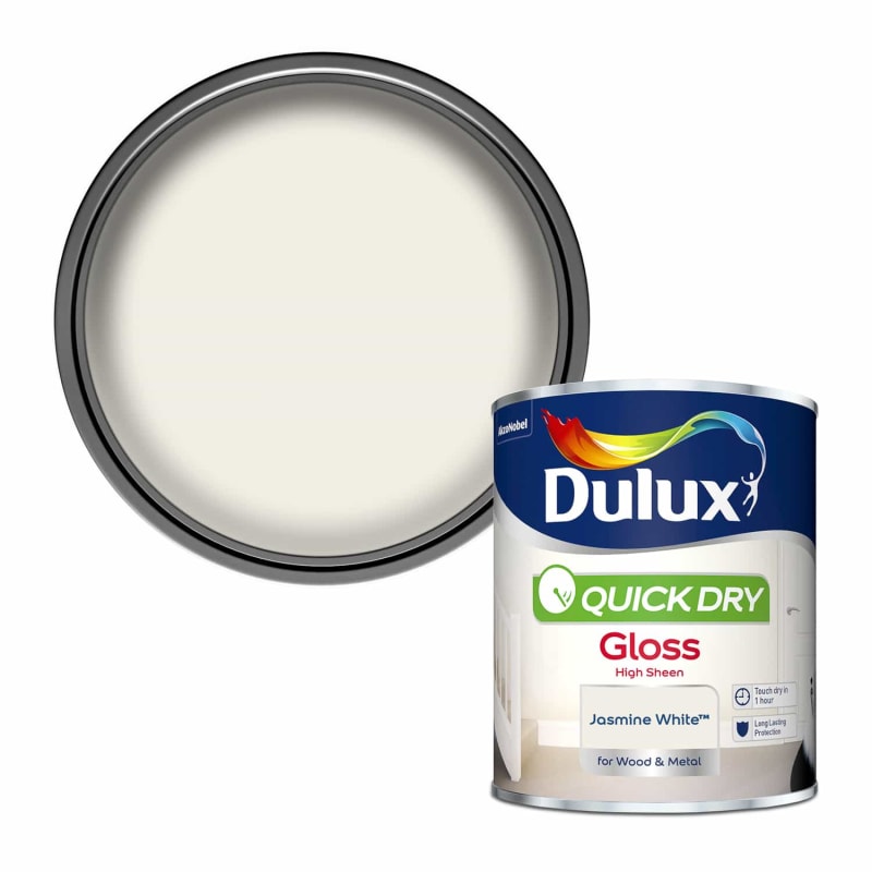 Dulux Quick Dry Gloss Paint Jasmine White 750ml Painting