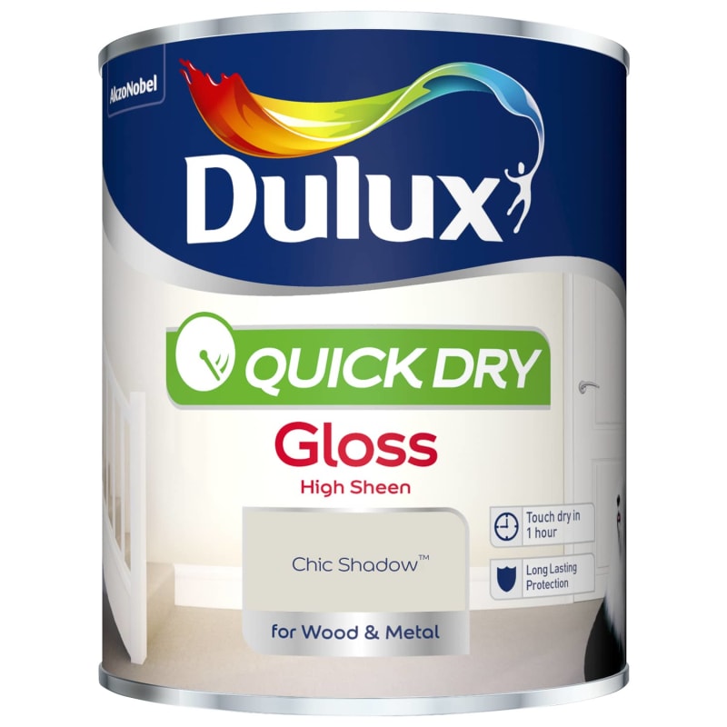 Dulux Quick Dry Gloss Paint 750ml Chic Shadow DIY B&M