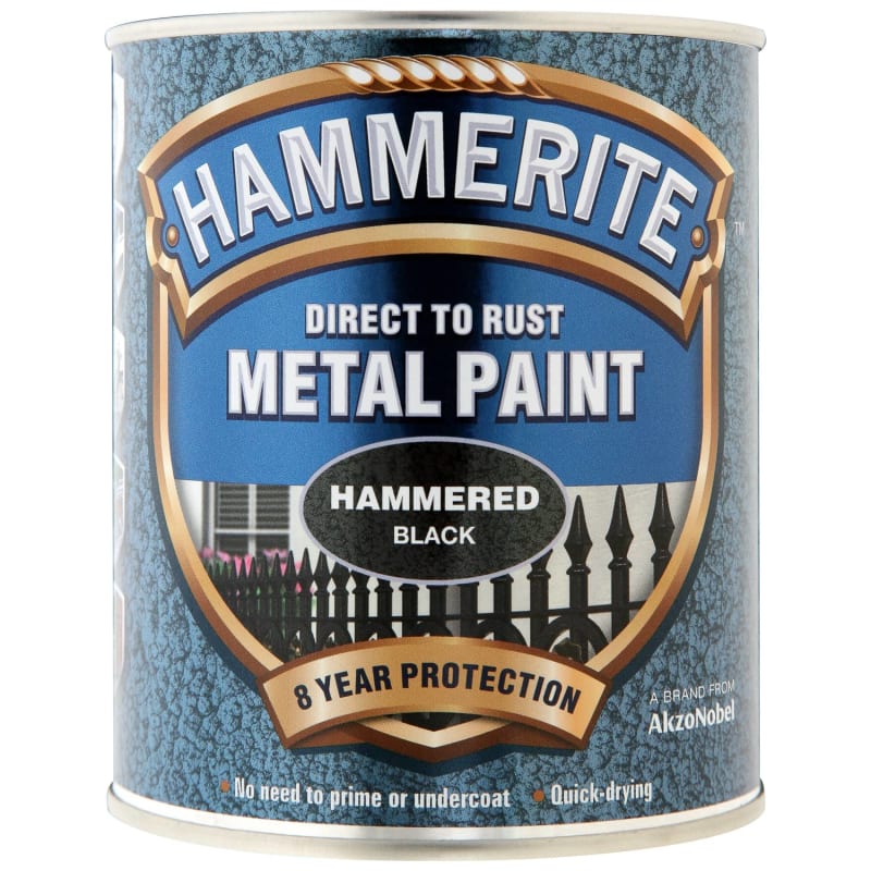 Hammerite Metal Paint 750ml Hammered Black DIY B&M