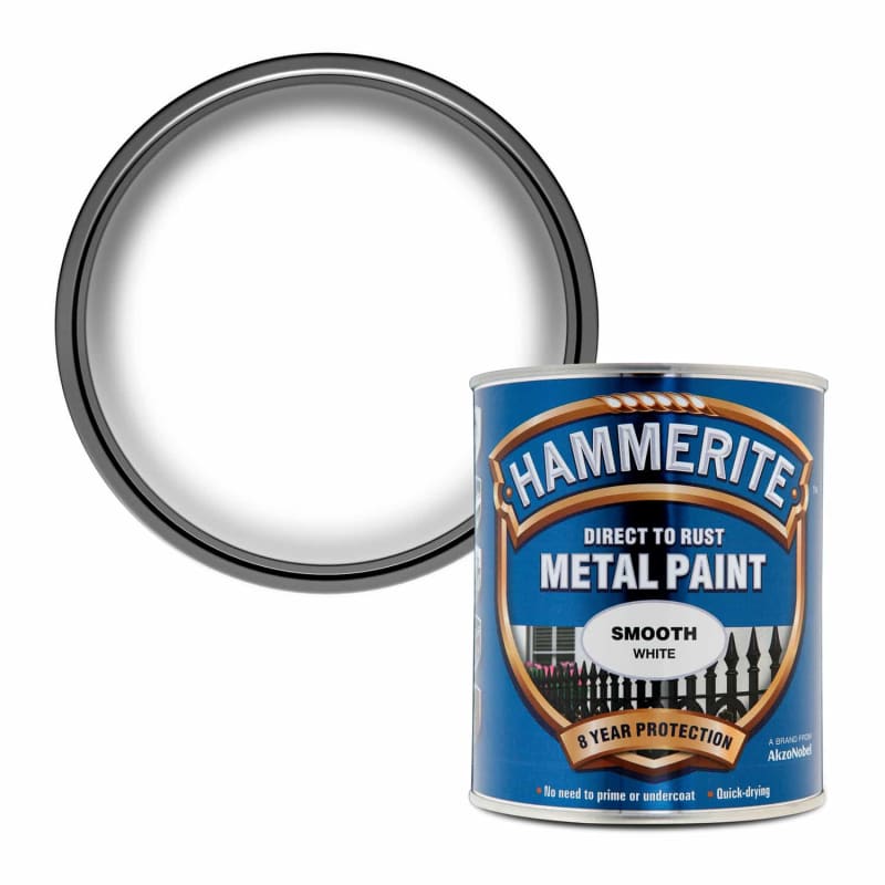 Hammerite Metal Paint 750ml Smooth White DIY B&M