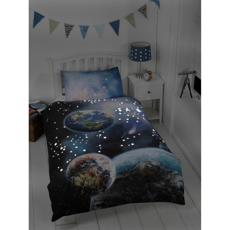 kids glow in the dark single duvet set planets bedding glow in the dark bed sheets