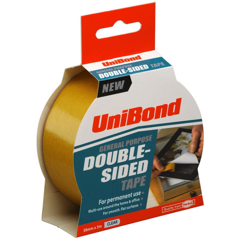 UniBond Double Sided Tape 38mm x 5m Masking Tape B&M