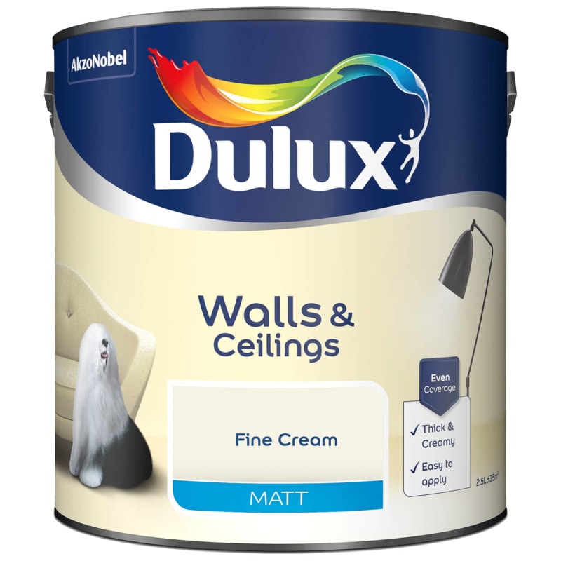 Dulux Matt Paint 2.5L Fine Cream DIY B&M