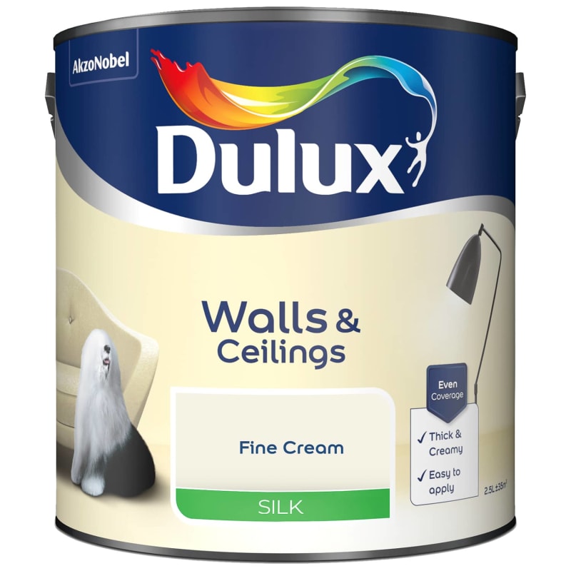 Dulux Silk Paint 2.5L Fine Cream DIY B&M