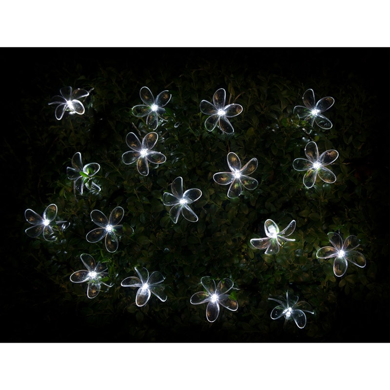 Solar Fairy String Lights Outdoor Garden 24 Solar Led Flower String Lights White