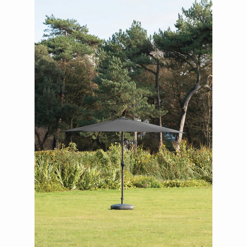 Crank Handle Parasol 2.7m Black Garden Furniture B&M
