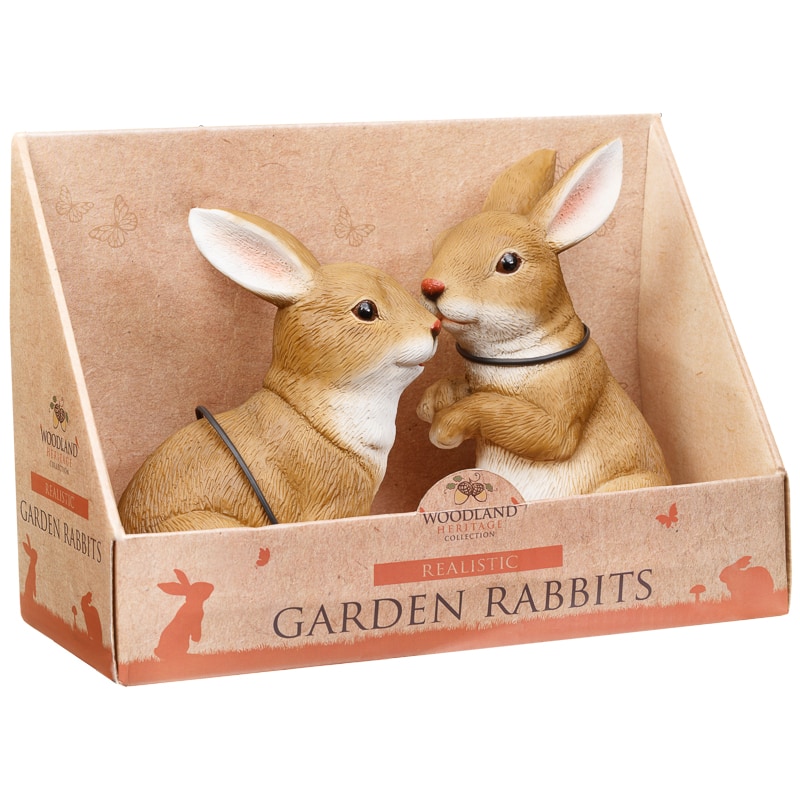 Garden Rabbit Ornaments 2pk Realistic Garden Ornaments B&M