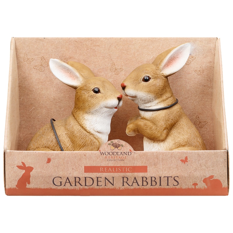 Garden Rabbit Ornaments 2pk Realistic Garden Ornaments B&M