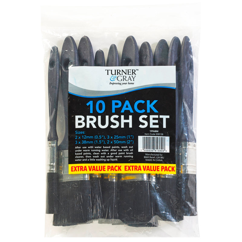 Turner & Gray Brush Set 10pk Decorating Tools, DIY B&M