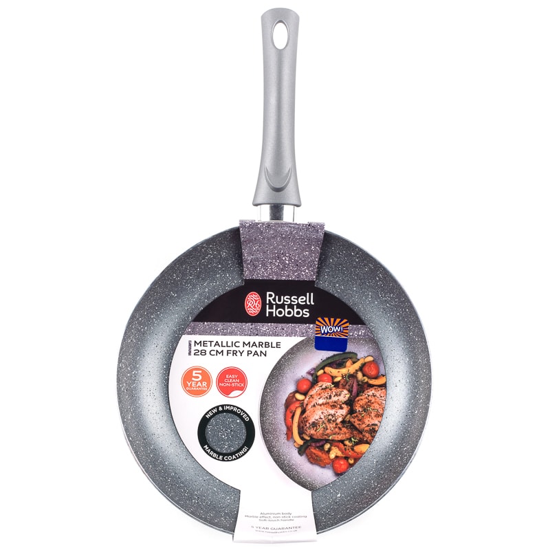 Russell Hobbs Metallic Marble Frying Pan 28cm Kitchen Cookware B&M