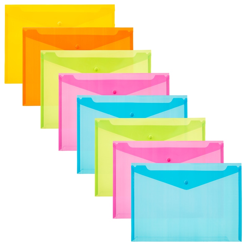 A4 Popper Wallets 8pk Assorted Colours Stationery B&M