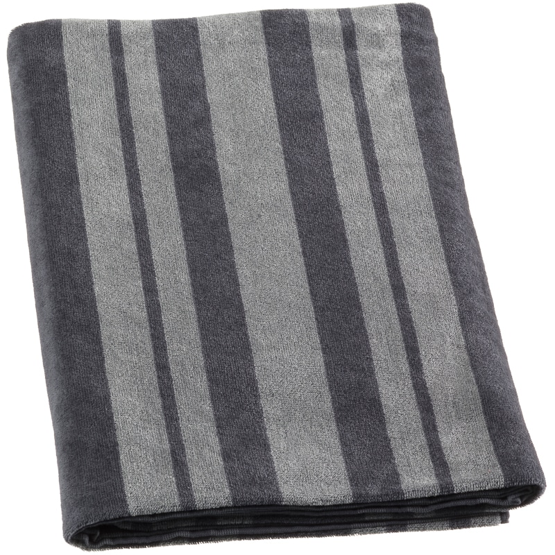 Oversized Jacquard Beach Towel Grey Stripe Home B&M