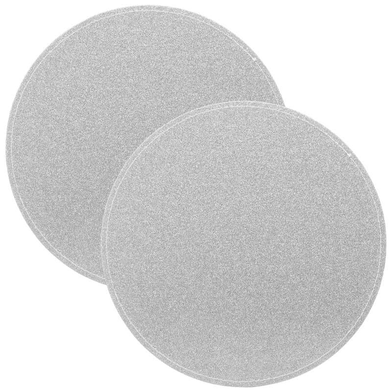 Reversible Glitter Placemats 2pk Silver Tableware B M Reversible Glitter Placemats 2pk, Silver Glitter Placemats Round