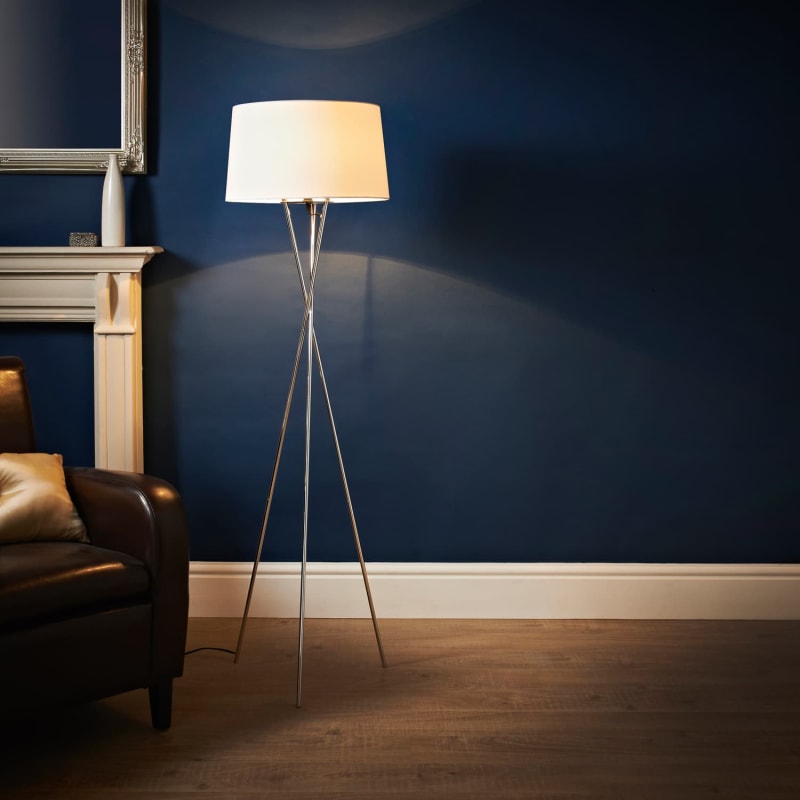 Tripod Floor Lamp White Chrome Lighting Home B M Tripod Floor Lamp White Chrome, Tropical Sunshine Floor Lamp